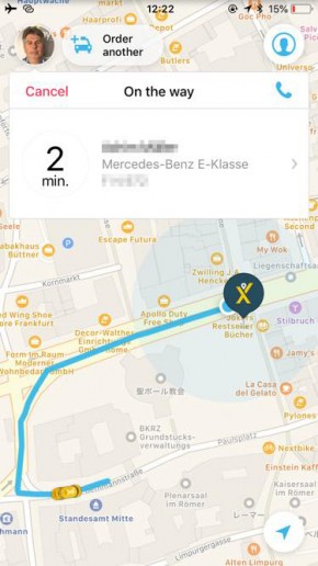 Mytaxi ontheway 290x516 Uber使えない！ドイツで簡単にタクシーを呼べるアプリ『Mytaxi』を使ってみた！